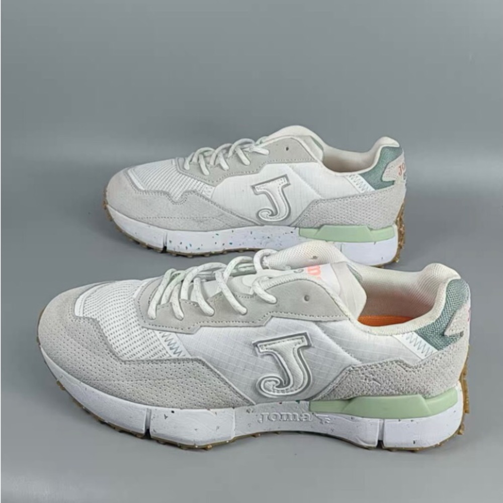 White and Green Sneakers with J Logo